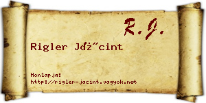 Rigler Jácint névjegykártya